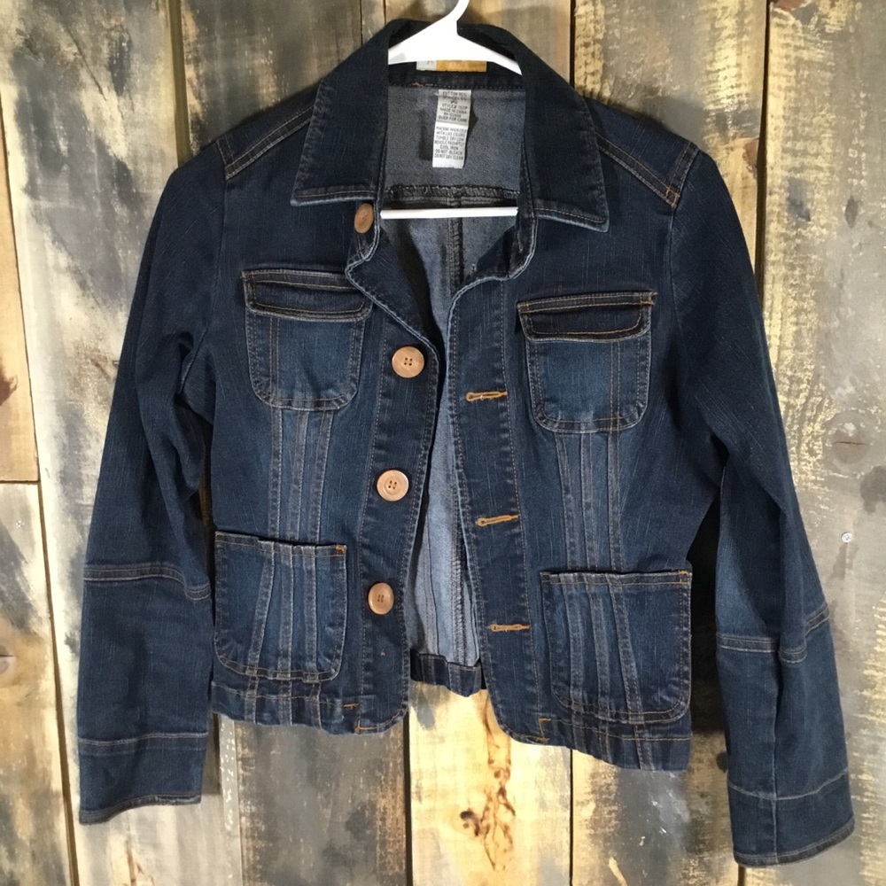 Tulle Petite denim jean jacket women’s size small petite